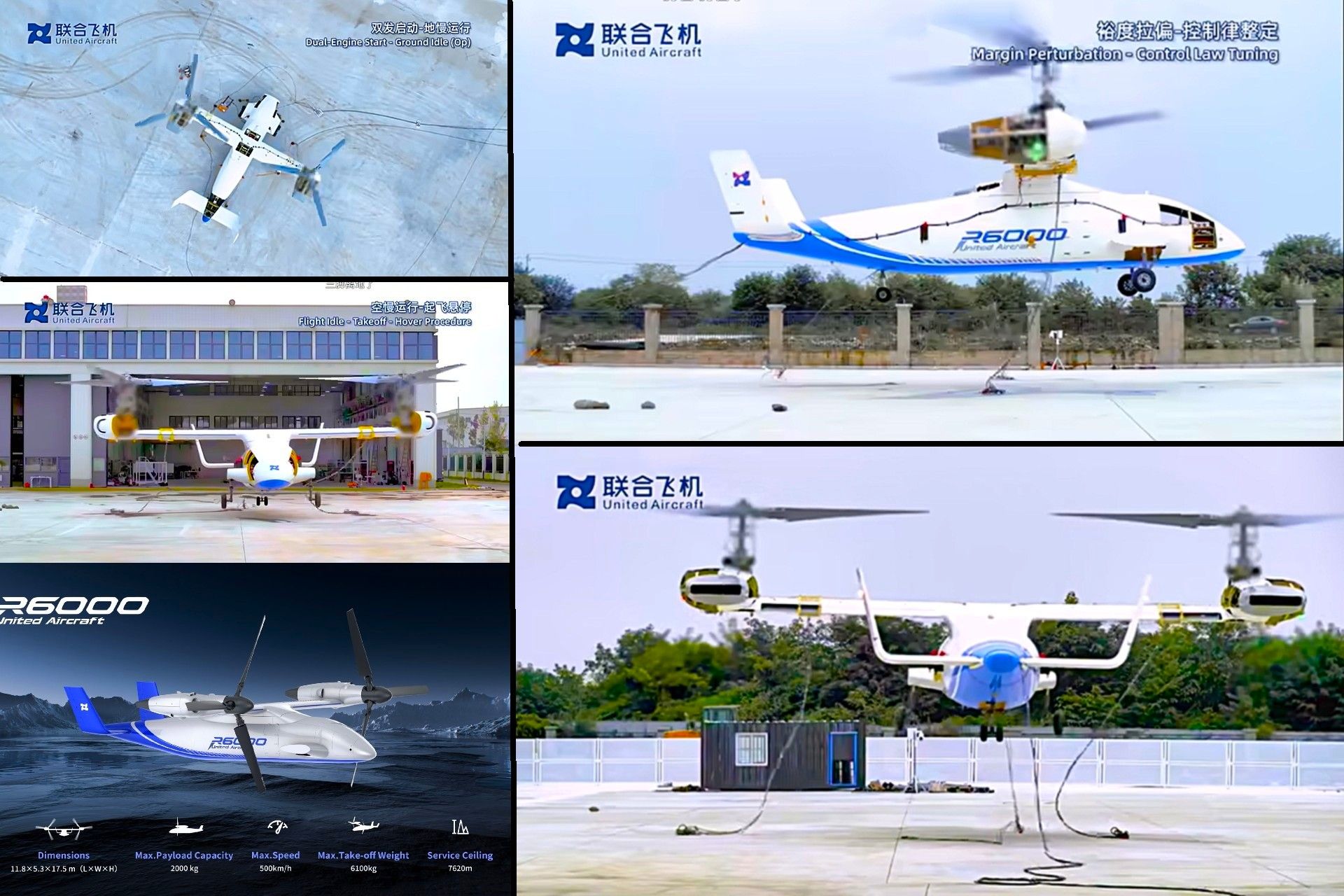 The R6000 is a six ton tiltrotor drone that blends helicopter-style vertical lift with turboprop-like cruise speed, giving it long-range cargo and mission flexibility (Picture Source: China’s United Aircraft Group)