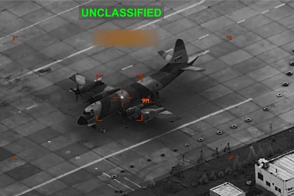 Still image from a video released by U.S. Central Command on March 12, 2026, showing a precision strike targeting an Iranian Navy P-3 Orion maritime patrol aircraft during operations aimed at degrading Iran’s military aviation capabilities.