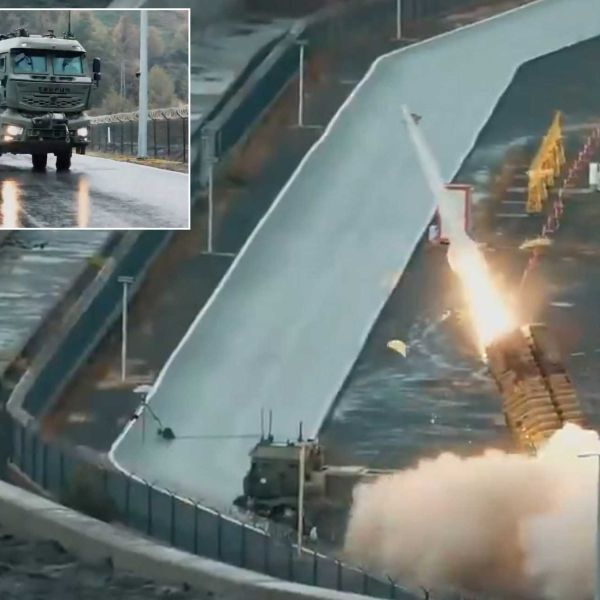 Turkish defense industry footage shows the test fire of the Roketsan-developed Tayfun hypersonic ballistic missile, launched from a dual-container TEL (Transporter Erector Launcher) 8x8 truck.