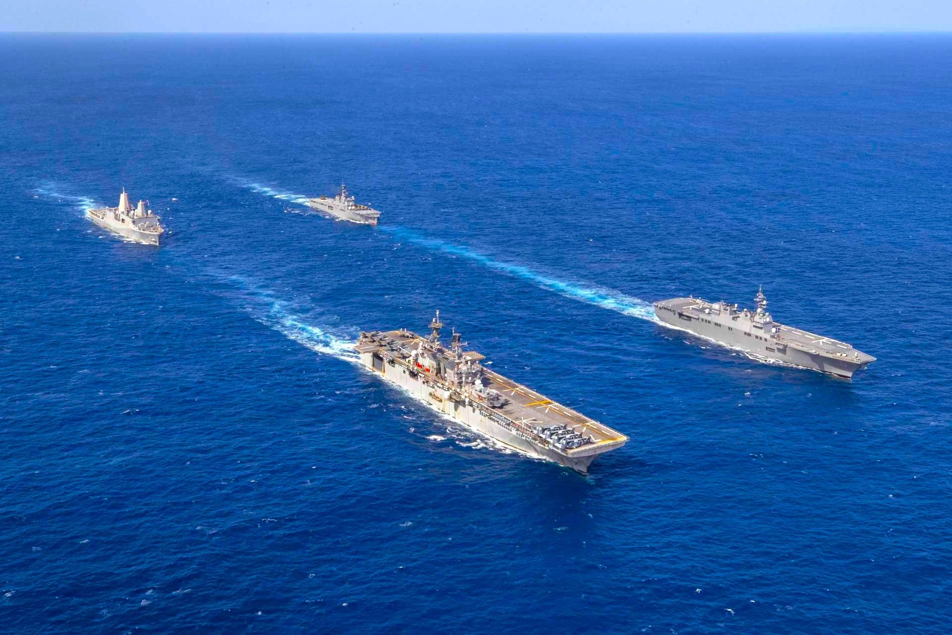 USS Tripoli led a joint U.S.-Japan naval formation during Iron Fist 2026, underscoring expanding allied amphibious interoperability and Indo-Pacific readiness (Picture Source: U.S. INDOPACOM)