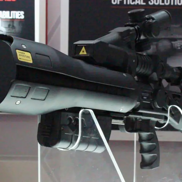 Belarus’ LEMT unveils Cyclops Mark 2 portable laser counter-drone system at World Defense Show 2026.