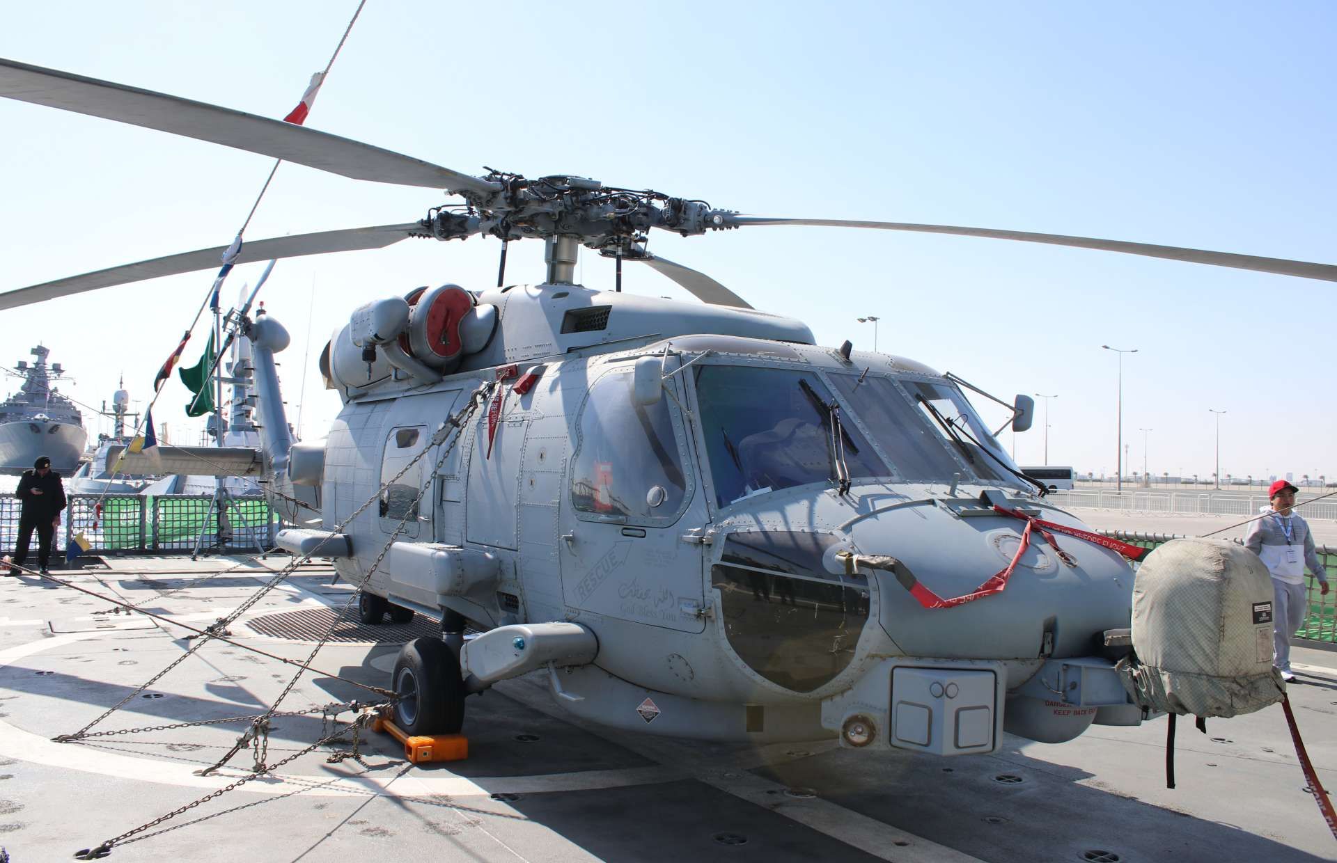 Royal Saudi Navy Al Jubail-class corvette Onaizah combines anti-surface and air defense missiles with advanced sensors and a full-flight deck, enabling it to project surveillance, strike, and anti-submarine warfare capabilities far beyond the horizon through its embarked MH-60R helicopter (Picture source: Arùy Recognition Group).