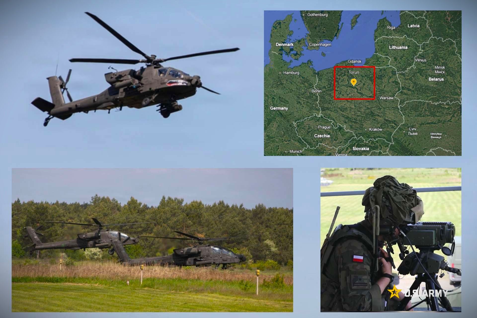 U.S., Polish, and British AH-64E Apache crews conducted live fire drills near Toruń, Poland, highlighting NATO’s growing focus on integrated, networked strike operations along its eastern flank (Picture Source: U.S. Army)