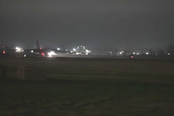 A U.S. Air Force B-52H Stratofortress prepares for takeoff with live ordnance during Operation Epic Fury, supporting U.S. Central Command night strike missions across the region.