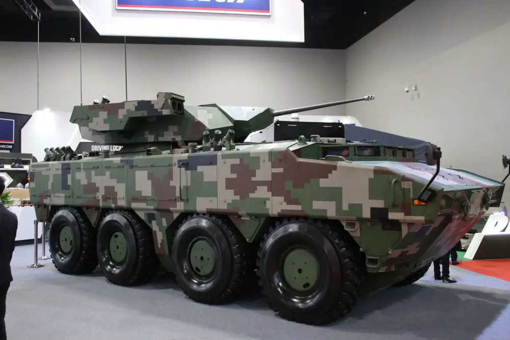 The DEFTECH AV8 Gempita ATGW displayed at DSA Kuala Lumpur underscores Malaysia’s locally built 8x8 combat vehicle program, combining high mobility, protected firepower, and Denel Ingwe anti-tank guided missiles in a multi-variant platform tailored for mechanized warfare and medium-force operations (Picture source: Army Recognition Group).