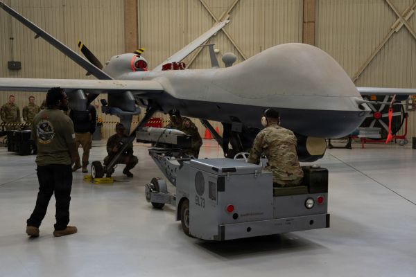 Air Commandos from the 27th Special Operations Wing load a GBU-39B Small Diameter Bomb onto an MQ-9 Reaper at Cannon Air Force Base on March 27, 2026, ahead of the weapon’s operational deployment with AFSOC’s MQ-9 fleet in spring 2026. (Picture source: US DoD)