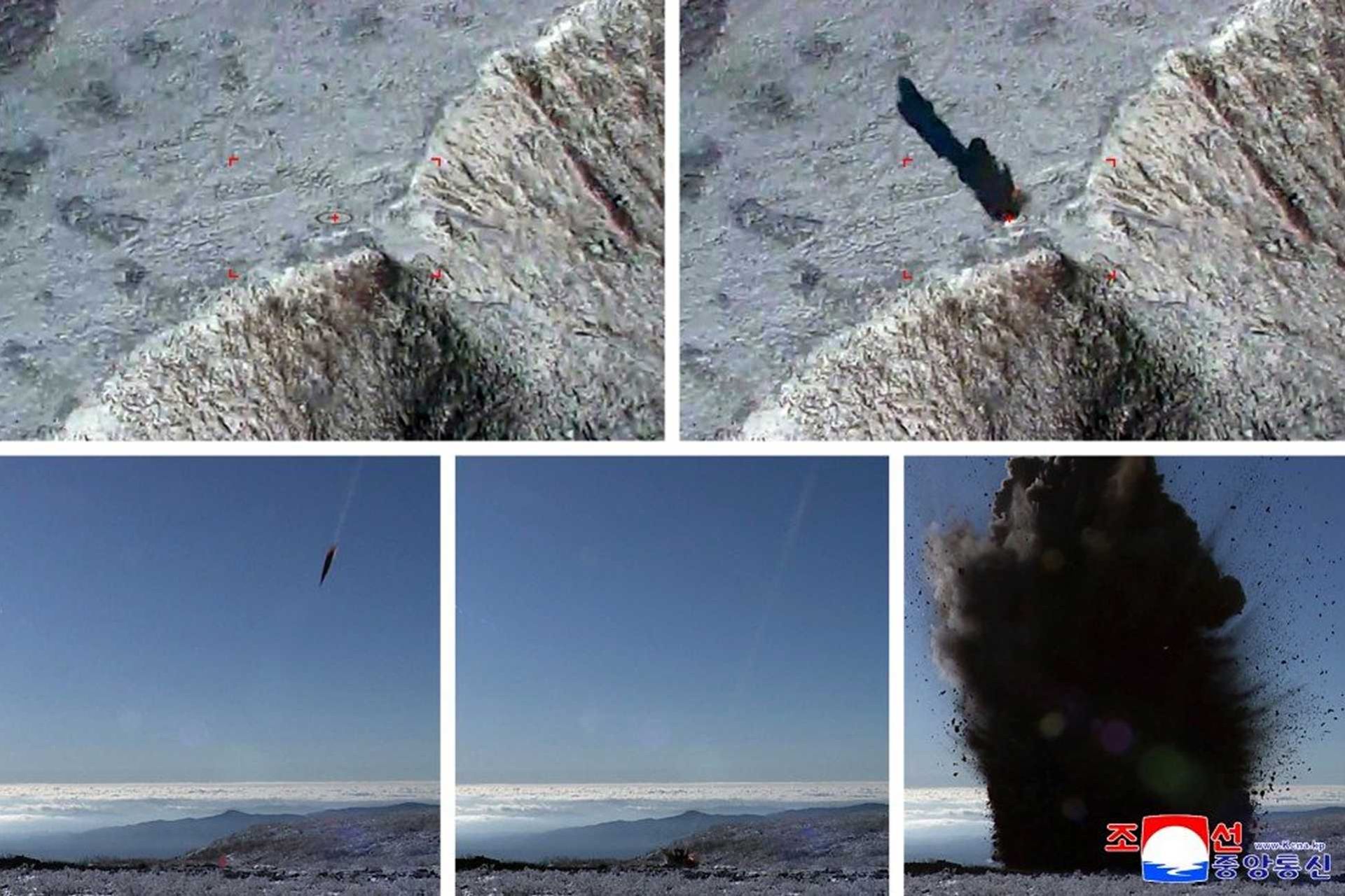 Image released by the Korean Central News Agency (KCNA) shows a hypersonic missile being launched from a site near Pyongyang during a test conducted as part of North Korea’s strategic weapons development program.