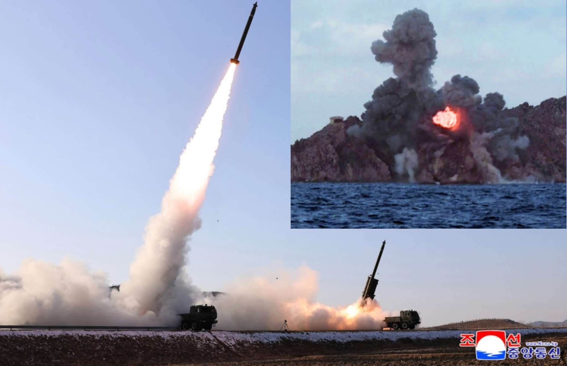 North Korea test-fired an upgraded super-large guided rocket system under Kim Jong Un, striking a sea target at about 358 km and showcasing hardened precision guidance meant to survive jamming, reinforce deterrence, and complicate U.S.-ROK-Japan defense planning with high-volume long-range fires (Picture source: KCNA).