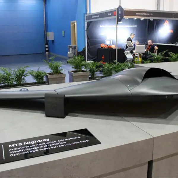 Czech firm LPP showcases its Nightray stealth loitering munition at UMEX 2026, highlighting demand for autonomous strike systems in contested environments  (Picture source: Army Recognition)
