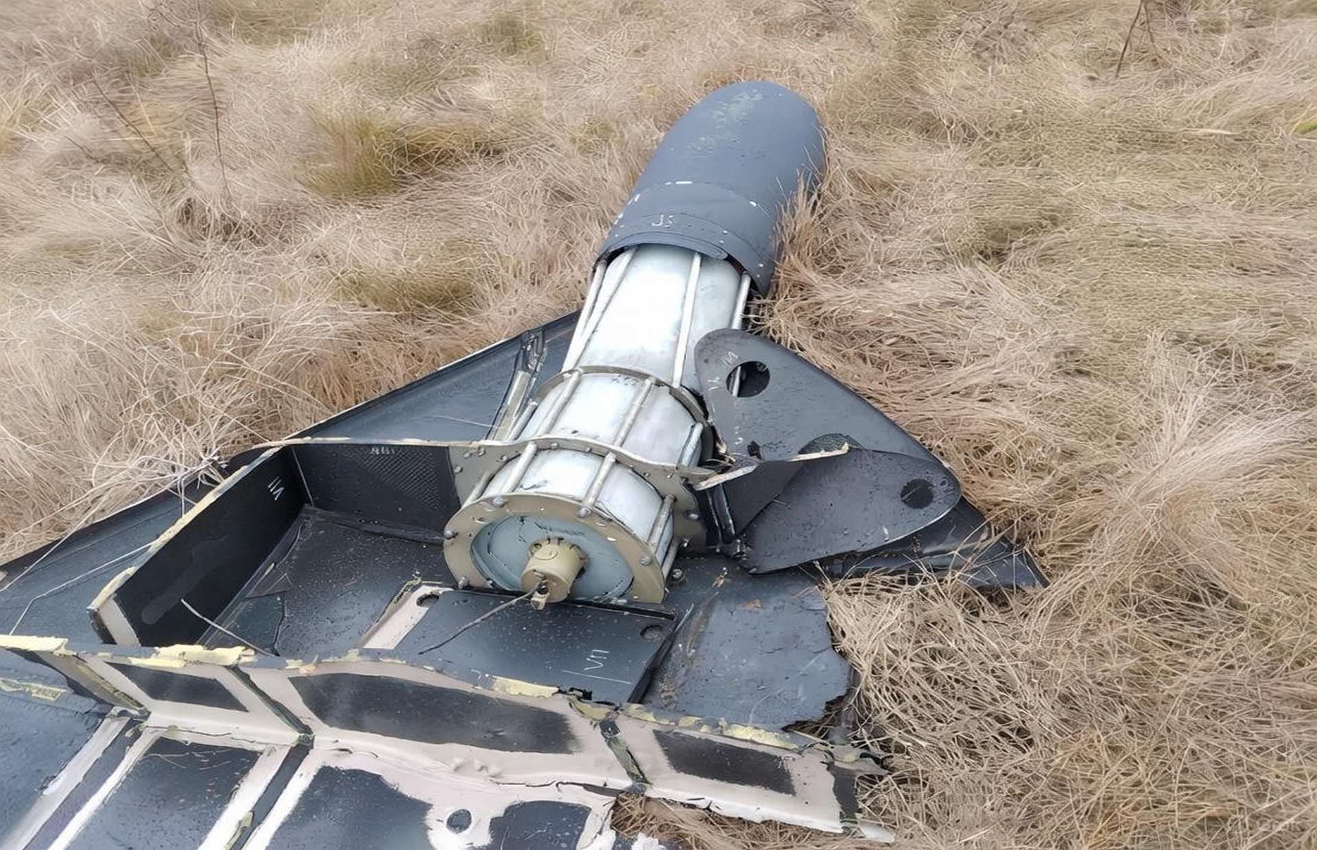 Upgraded Russian Geran 2 one-way attack drone carrying twin high explosive incendiary warheads totaling about 100 kg, boosting blast and fire effects for infrastructure killing strikes while retaining long range, low speed penetration (Picture source: social media).