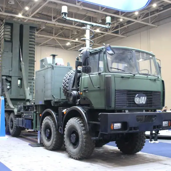 Israeli-made LORA ballistic missile system mounted on a 16-ton flatbed truck, showcasing its road-mobile launcher configuration capable of rapid deployment and precision strikes up to 430 km. The sealed canister design enables shoot-and-scoot operations with full 360-degree engagement capability.