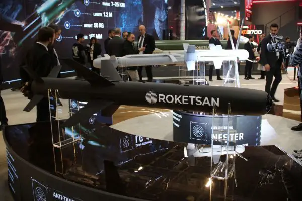 Roketsan introduced the new CİDA NLOS missile at SAHA Expo 2026 showcasing a long-range Turkish precision-strike system designed for land air and naval anti-armor missions (Picture Source: Army Recognition) Group)