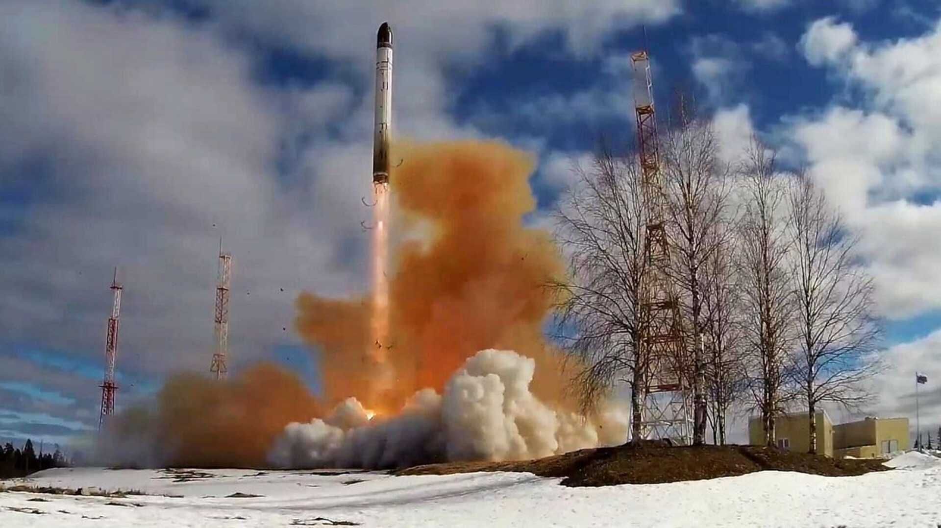 The only publicly confirmed successful full flight test of the RS-28 Sarmat ICBM took place on April 20, 2022, when a missile was launched from the Plesetsk Cosmodrome to the Kura test range in Kamchatka. (Picture source: Russian MoD)