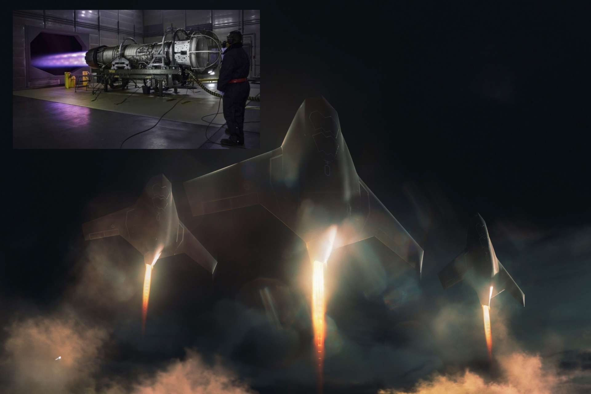 Shield AI’s X-BAT will be powered by GE’s F110-GE-129 engine with thrust-vectoring, delivering fighter-class performance and vertical takeoff agility (Picture Source: Shield AI/GE Aerospace)