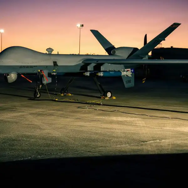U.S. Air Force airmen assigned to the 174th Attack Wing at Hancock Field Air National Guard Base ready a U.S. Air Force MQ-9 Reaper for departure from the Combat Readiness Training Center during Exercise Sentry South 26-2 in Gulfport, Mississippi, on February 23, 2026.