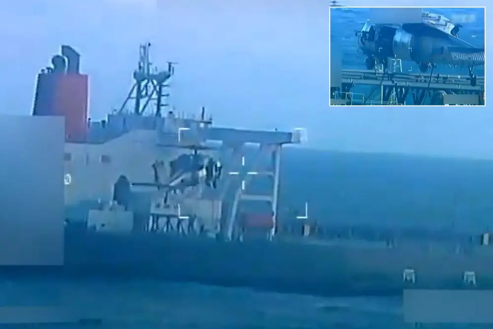 Visible features in the videos point to a helicopter from the U.S. Navy MH-60 Seahawk family, most likely an MH-60S from a Helicopter Sea Combat Squadron embarked on the Gerald R. Ford (Picture source: US DoJ)