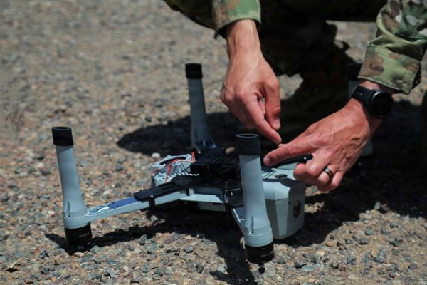 U.S. Army Sgt. 1st Class Andrew Santiago explains the Bumblebee counter-drone system during African Lion 26 in Agadir, Morocco, on April 27, 2026, as the U.S. Army expands training against FPV drone threats highlighted by the Ukraine war.