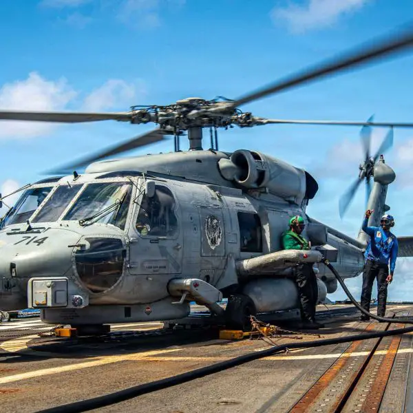The MH-60R Seahawk is an American multi-mission naval helicopter designed for anti-submarine warfare, surface strike, and maritime surveillance. (Picture source: US Navy)