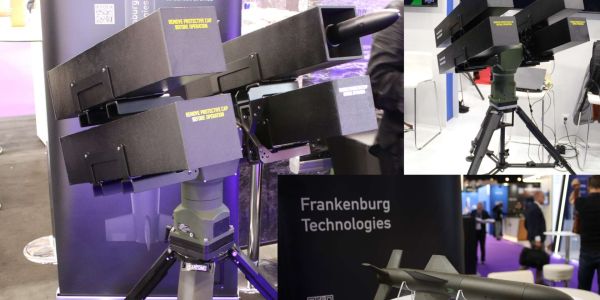 The image is illustrative, showing Frankenburg’s Mark 1 missile and container launcher photographed at DSEI 2025 and MSPO 2025, highlighting the type of low-cost counter-drone capability referenced in the Babcock–Frankenburg cooperation (Picture Source: ARMY RECOGNITION GROUP)