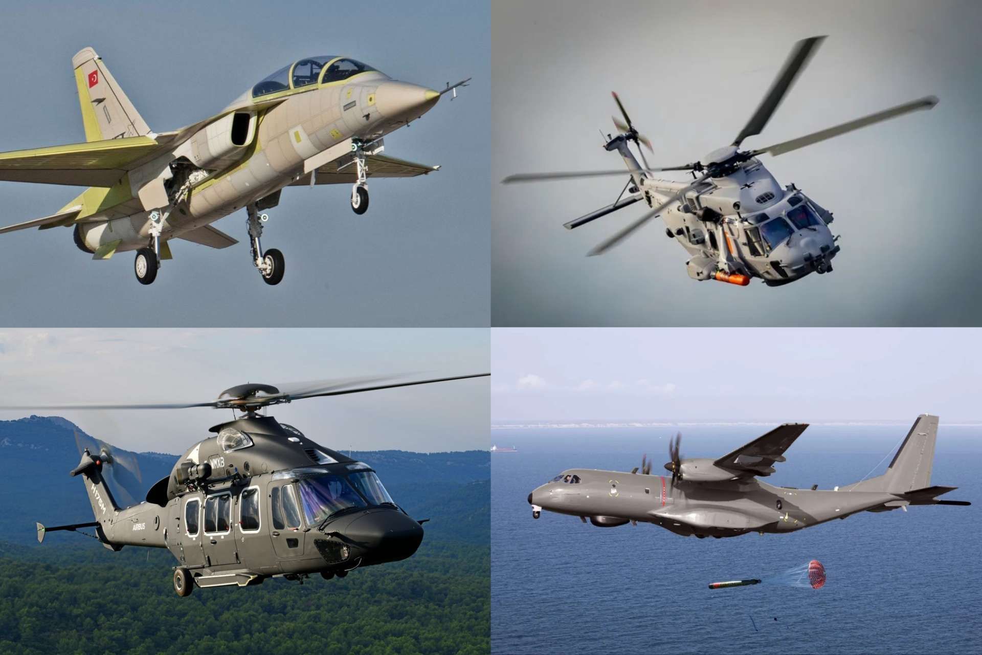 Spain will field a Hürjet based Advanced Integrated Flight Training System with simulators and support infrastructure, alongside added C295 tactical transports and new NH90 and H135 helicopters (Picture Sources: TAI / AIRBUS)
