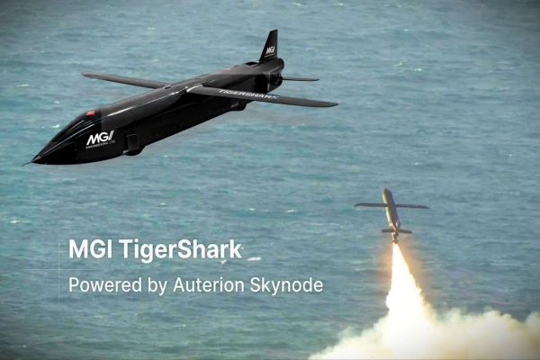 MGI Engineering and Auterion have flown the TigerShark, a high-speed, long-range autonomous strike drone designed to operate in GNSS-denied environments, signaling Europe’s push to rebuild sovereign deep strike capability (Picture Source: MGI Engineering and Auterion)