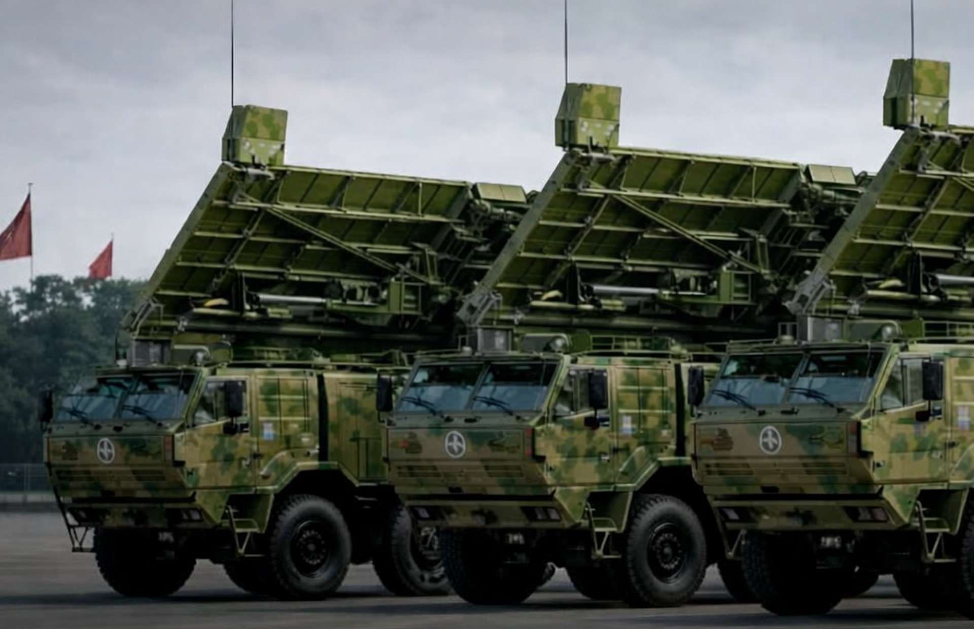 The vehicle-mounted Hurricane 3000 high-power microwave weapon disables and destroys drone swarms at ranges of up to 3 km by overwhelming onboard electronics, giving the PLA a rapid and cost-effective response to mass unmanned aerial threats on modern battlefields (Picture source: Social media).