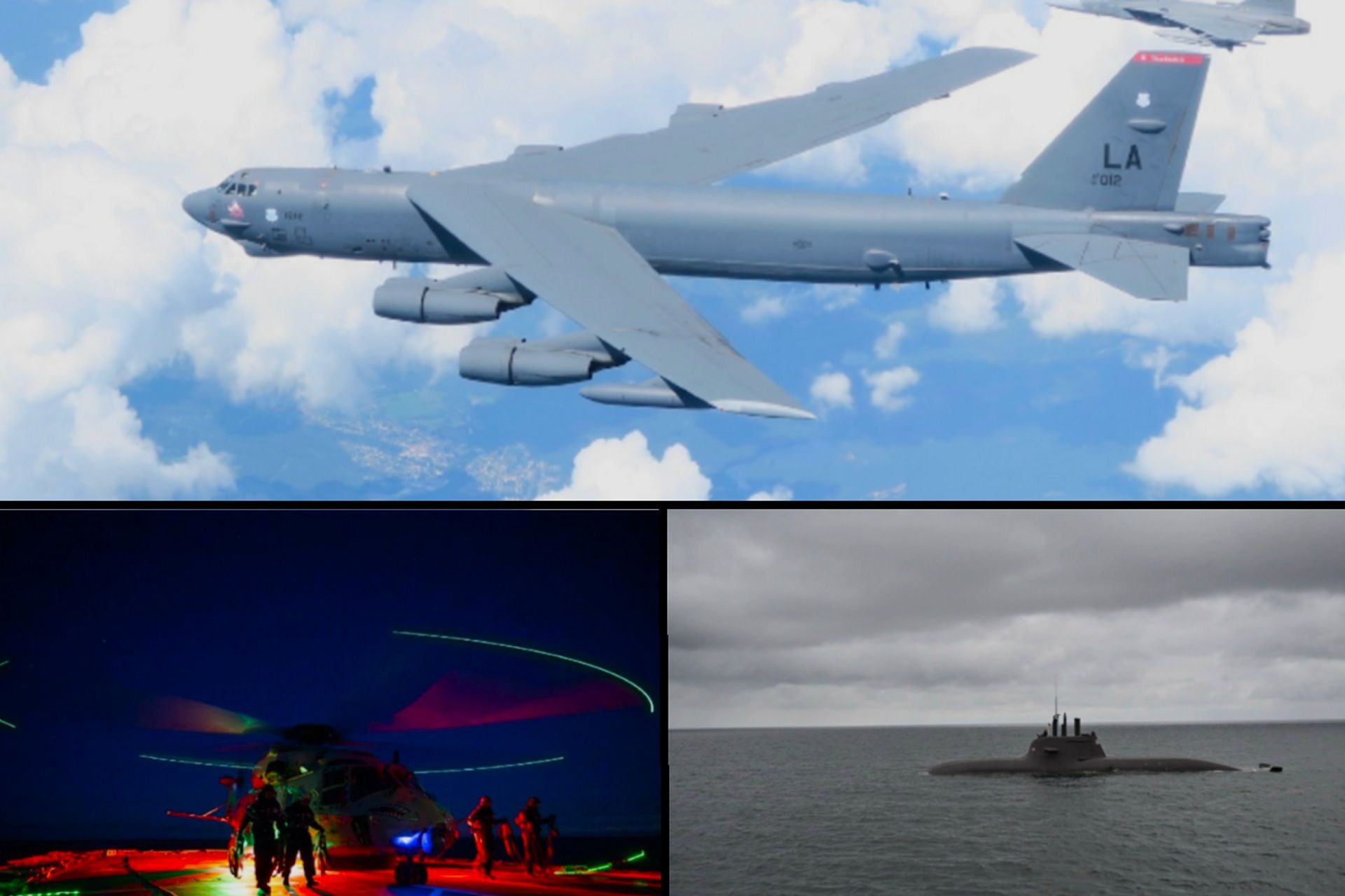 A U.S. B-52H bomber joined NATO forces in the Baltic Sea, enhancing joint anti-submarine and regional defense training (Picture Source: NATO / U.S. Air Force)