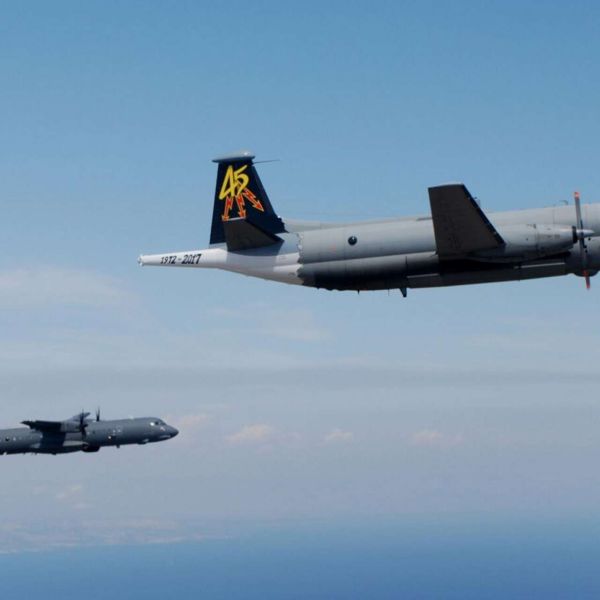 The image shows two Italian maritime patrol aircraft in flight: the older BR.1150 Atlantic in the foreground, marking its retirement, and the newer P-72A (ATR-72MP) flying behind it, symbolizing the transition of Italy’s long-range maritime patrol capability (Picture Source: Italian MoD)