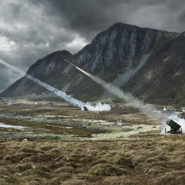 Firing of a National Advanced Surface-to-Air Missile System (NASAMS) equipped with AMRAAM-ER, linked to the AN/MPQ-64 Sentinel radar and the Fire Distribution Center.