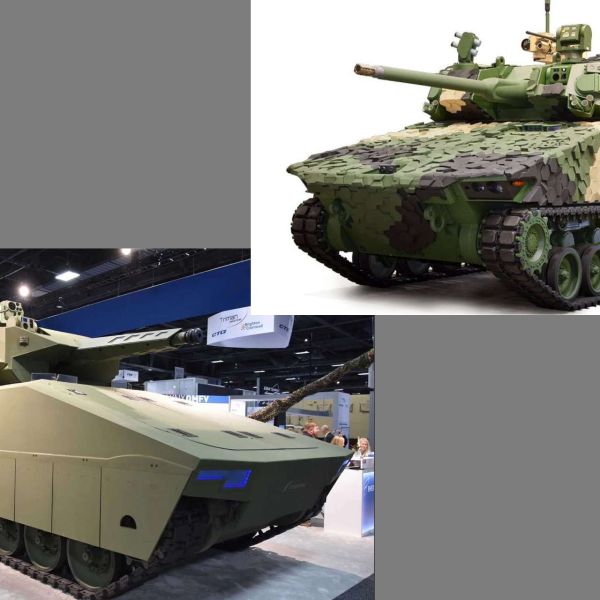 Concept models based on Rheinmetall’s Lynx KF41 and General Dynamics’ Griffin III are shown for illustrative purposes only and do not represent the final XM30 design (Picture source: Army Recognition Group / General Dynamics)