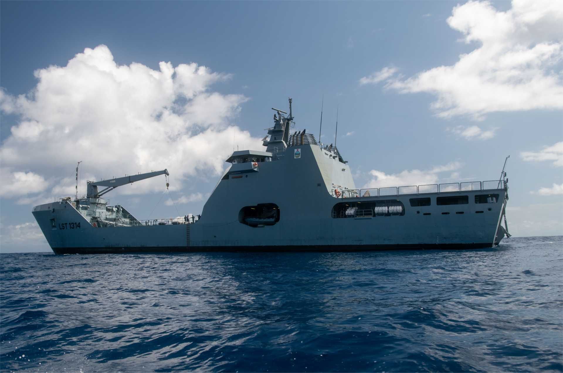 Nigerian Navy’s LST 100 landing ship NNS Kada transits through the Gulf of Guinea. The U.S. Navy has selected the Damen-designed vessel as the foundation for its future Medium Landing Ship to support U.S. Marine Corps operations in contested littoral environments.