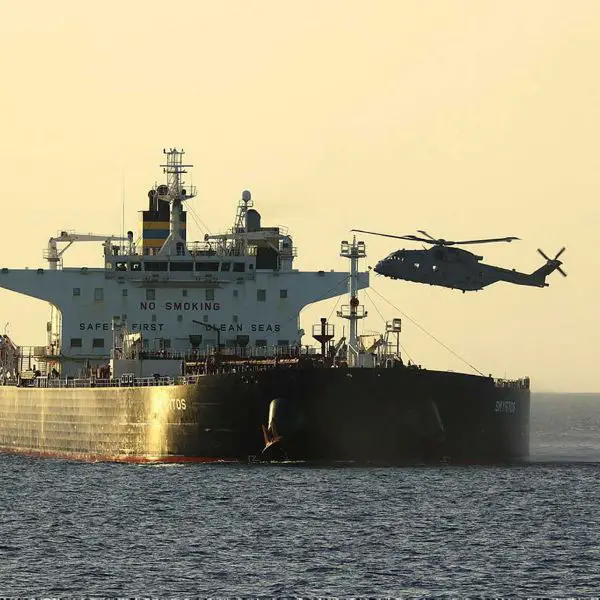 British Royal Marines from 42 Commando and National Crime Agency officers board the tanker CMR Smyrtos, operating under a false Cameroonian flag, during the first UK-led operation targeting a vessel suspected of supporting Russia's sanctions-evasion network linked to the war in Ukraine.