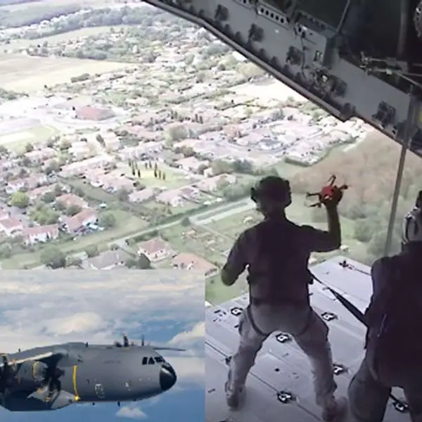 French DGA teams conducted flight trials from an A400M transport aircraft to evaluate the manual release of different drone models at high speed, demonstrating how tactical airlifters could deploy unmanned systems from standoff range to expand surveillance, strike, and multi-domain mission options while paving the way for future automated launch solutions (Picture source: DGA).