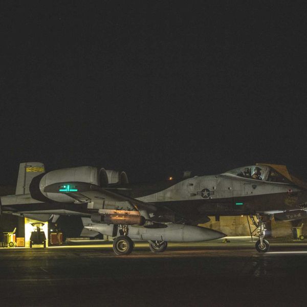 A U.S. Air Force A-10 Thunderbolt II taxis on the runway at a forward base in the U.S. Central Command area of responsibility on December 19, 2025, preparing for strike missions over central Syria as part of Operation Hawkeye Strike.