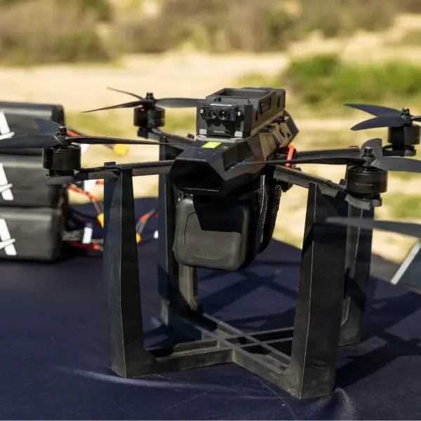 A first-person view small unmanned aircraft system rests on a table ahead of an FPV sUAS over-water demonstration at Marine Corps Base Camp Pendleton, California, on January 27, 2026. (Picture source: US DoD)