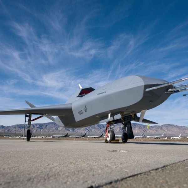 Northrop Grumman’s YFQ-48A Talon Blue is an autonomous wingman built to team with U.S. fighters, using low-observable shaping and modular payload space to add affordable mass for ISR, electronic attack, decoy, comms relay, and strike-support missions in contested airspace (Picture source: Northrop Grumman).