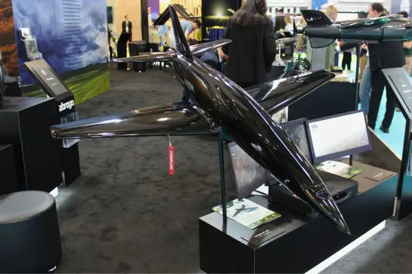 Chaklun Jet counter-UAV interceptor drone displayed by Ukraine at SAHA 2026 in Istanbul. (Picture source: Army Recognition)