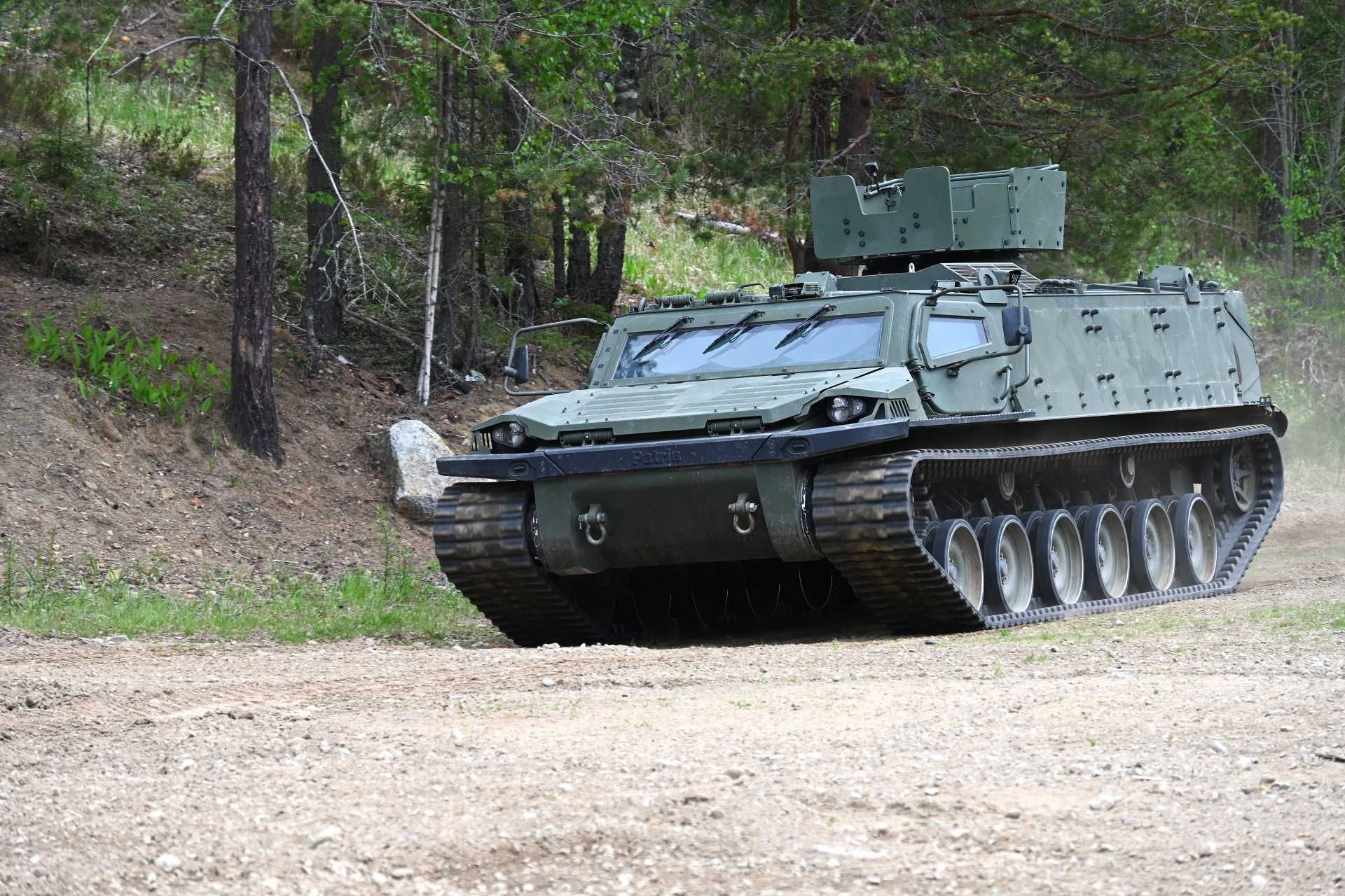 At Eurosatory 2026, Patria will display the Trackx equipped with the NEMO 120 mm mortar turret, illustrating its potential role as a mobile indirect-fire asset in addition to personnel transport duties. (Picture source: Patria)