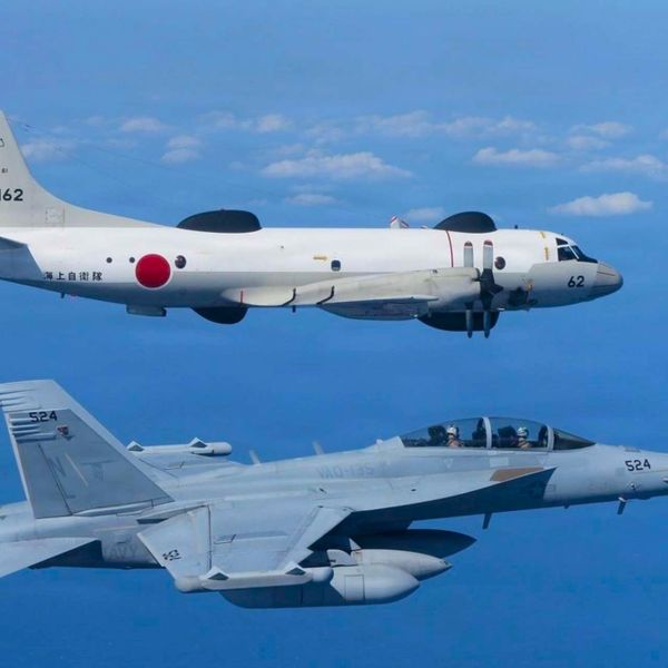 A U.S. Navy EA-18G Growler and JMSDF OP-3C conducted a bilateral flight on February 18, 2026, highlighting deepening U.S.-Japan integration of electronic warfare and surveillance capabilities in a contested Indo-Pacific environment (Picture Source: U.S. Navy)
