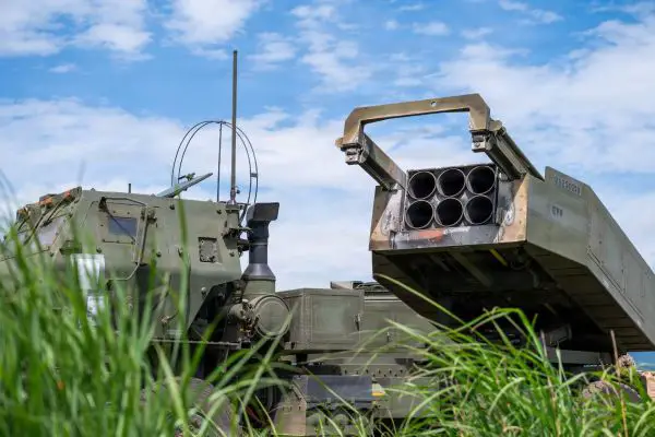 A High Mobility Artillery Rocket System (HIMARS) from the 3rd Battalion, 12th Marine Regiment, 3rd Marine Division, is positioned in firing configuration during a training demonstration at the East Fuji Maneuver Area near Camp Fuji, Japan, on May 20, 2026. (Picture source: US DoD)