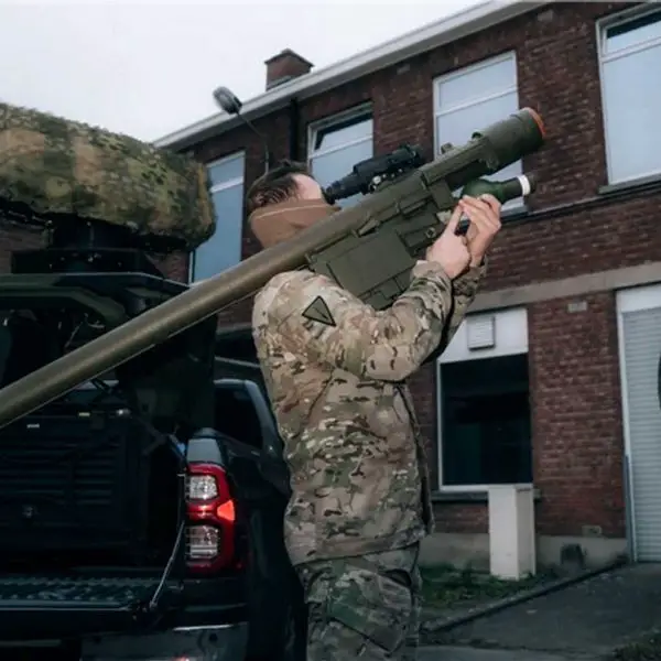 Belgian Special Forces operators conduct a static demonstration of the Piorun man portable air defense system during an integration event in Heverlee, showcasing handling procedures and sighting systems without live missile firing.