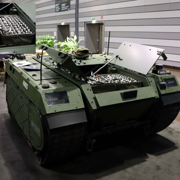 Milrem Robotics unveiled a new THeMIS unmanned ground vehicle equipped with the H-POMBS minefield breaching system at Enforce Tac 2026 in Germany, expanding remote combat engineering capabilities for clearing anti-personnel mines and battlefield obstacles (Picture Source: Army Recognition)