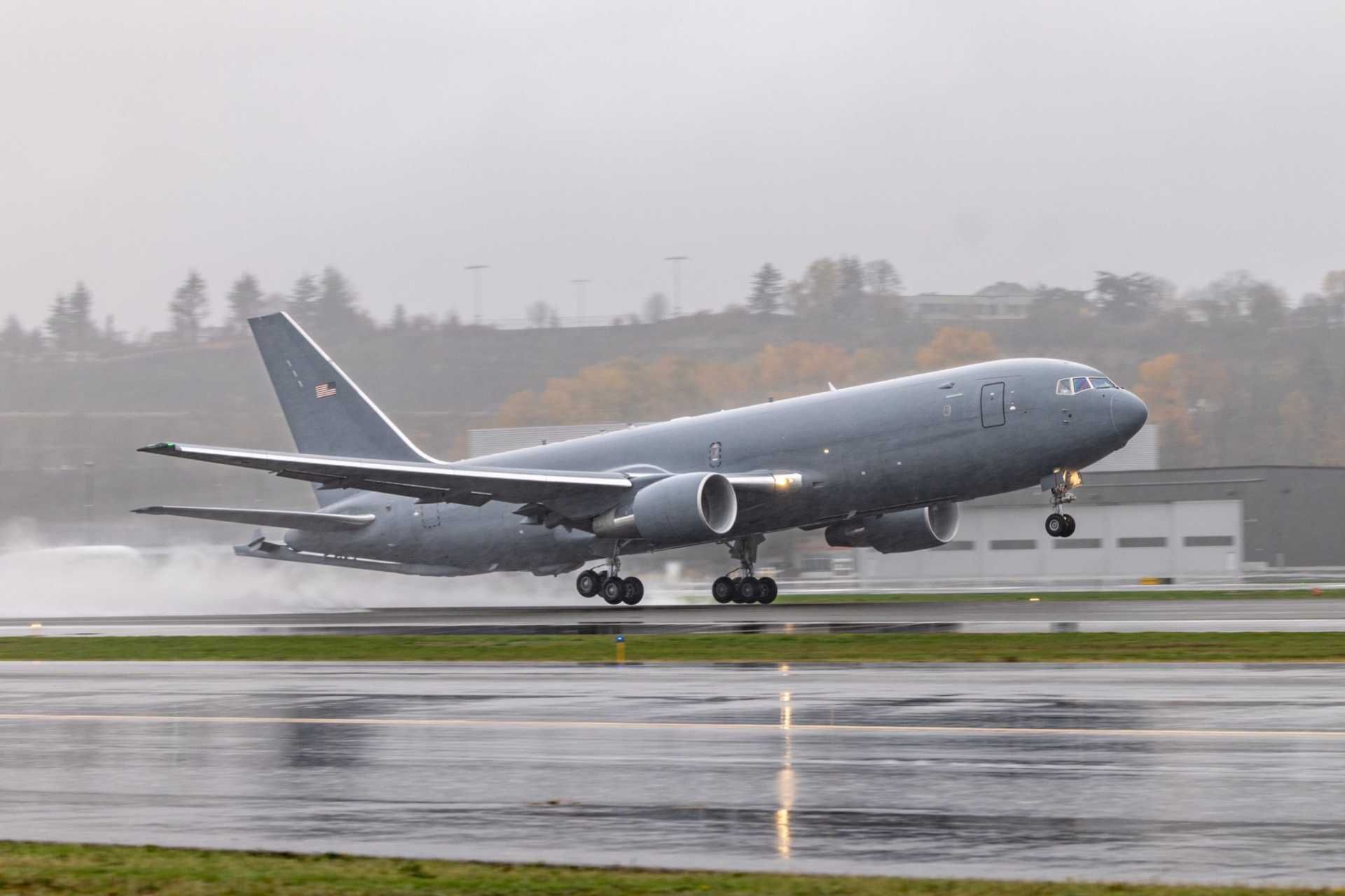 The KC-46A Pegasus is derived from the 767-2C airframe, which combines the fuselage of the 767-200ER with the wing, landing gear, cargo floor, and cargo door of the 767-300F, and the flaps and 787-style digital flight deck concept used in the 767-400ER. (Picture source: Boeing)