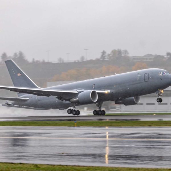 The KC-46A Pegasus is derived from the 767-2C airframe, which combines the fuselage of the 767-200ER with the wing, landing gear, cargo floor, and cargo door of the 767-300F, and the flaps and 787-style digital flight deck concept used in the 767-400ER. (Picture source: Boeing)