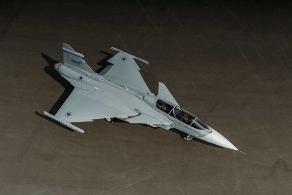 Unlike conventional two-seat fighters primarily intended for conversion training, the Gripen F retains the same radar, electronic warfare architecture, weapons integration, fuel capacity, and mission software as the single-seat Gripen E. (Picture source: Saab)