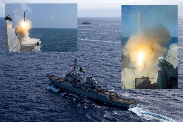 The U.S. Navy has positioned six Arleigh Burke-class guided missile destroyers in the Arabian Sea to conduct sustained long-range Tomahawk strike operations under Operation Fury, expanding distributed maritime firepower in a high-risk regional theater (Picture Source: DVIDS / U.S. Navy)