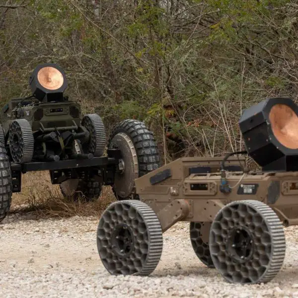 The FireAnt unmanned ground vehicle, developed by Swarmbotics AI, was demonstrated over rugged terrain during live field trials conducted by the U.S. Army in Texas.