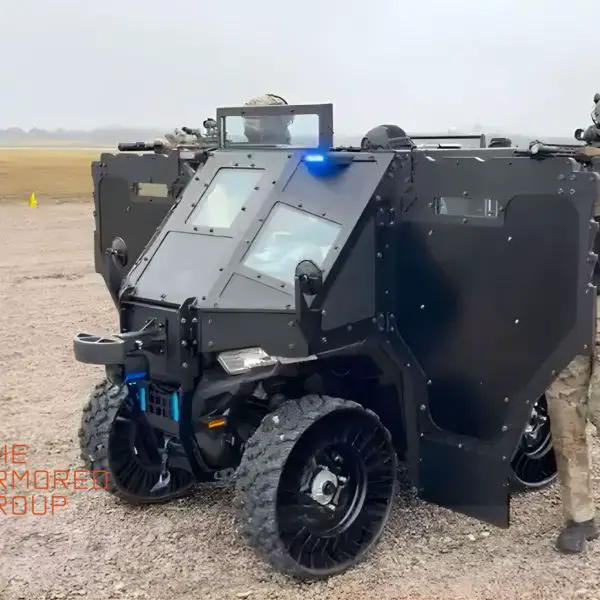 The LD-1 is powered by a Polaris 850 cc twin-cylinder engine producing approximately 78 horsepower, paired with an automatic transmission and power steering (Picture source: The Armored Group)