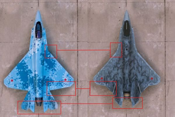 Russia has begun building an experimental prototype of the redesigned Su-75 Checkmate, marking the fighter's transition from a concept model to a testable fifth-generation combat aircraft with both domestic and export ambitions (Picture Source: Sukhoi / Russia's Federal Service for Intellectual Property / Edited by Army Recognition Group). © Army Recognition Group. All rights reserved. Unauthorized use, reproduction, or distribution prohibited.