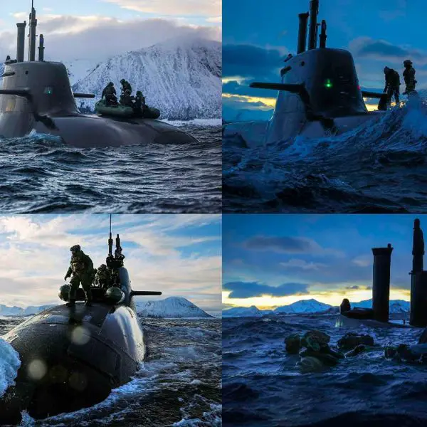 Royal British Marines used Germany’s U-35 submarine during Exercise Cold Response 26 in Norway to rehearse a covert Arctic insertion that linked shoreline reconnaissance with allied naval fire support (Picture Source: British Navy)